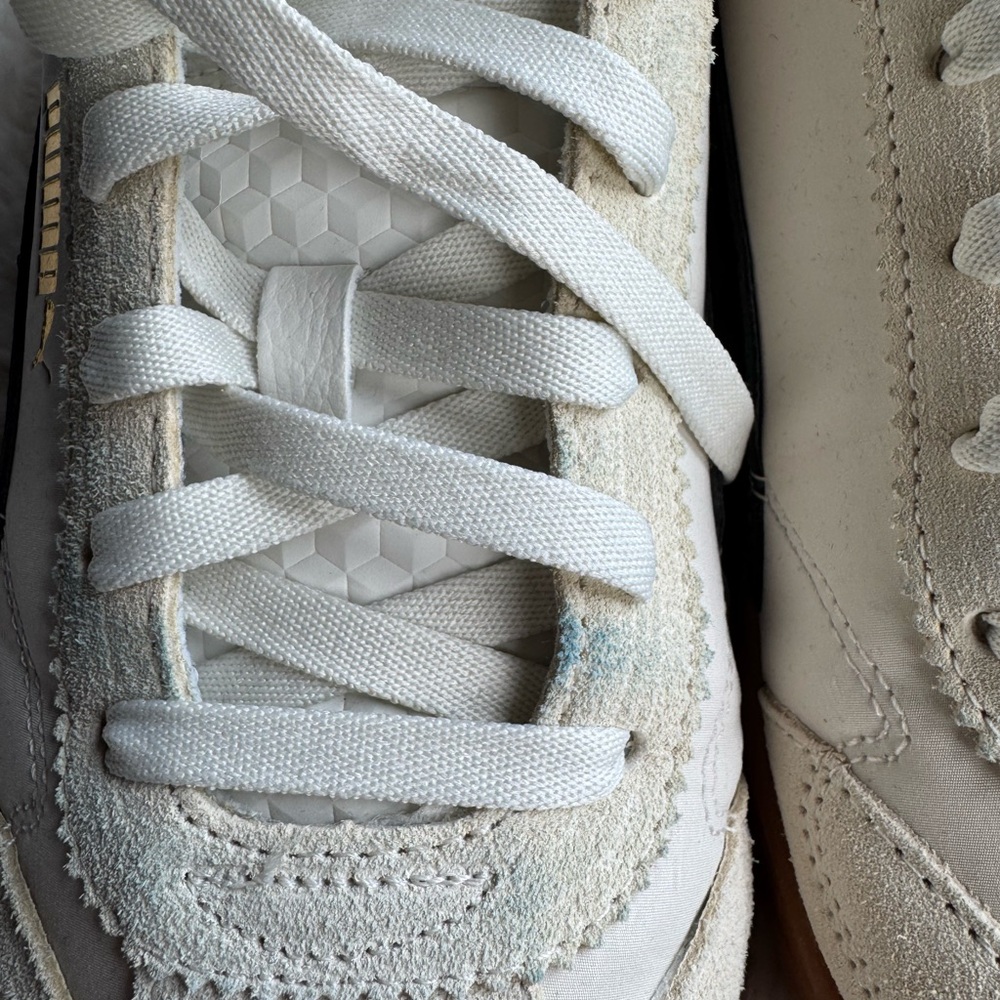 Puma White and Cream Lace-Up Sneakers